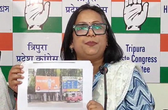 Congress alleged Model Code of Conduct violations in Tripura ; forceful removal of Opposition banners, replaced with BJP banners Congress alleged Model Code of Conduct violations in Tripura ; forceful removal of Opposition banners, replaced with BJP banners